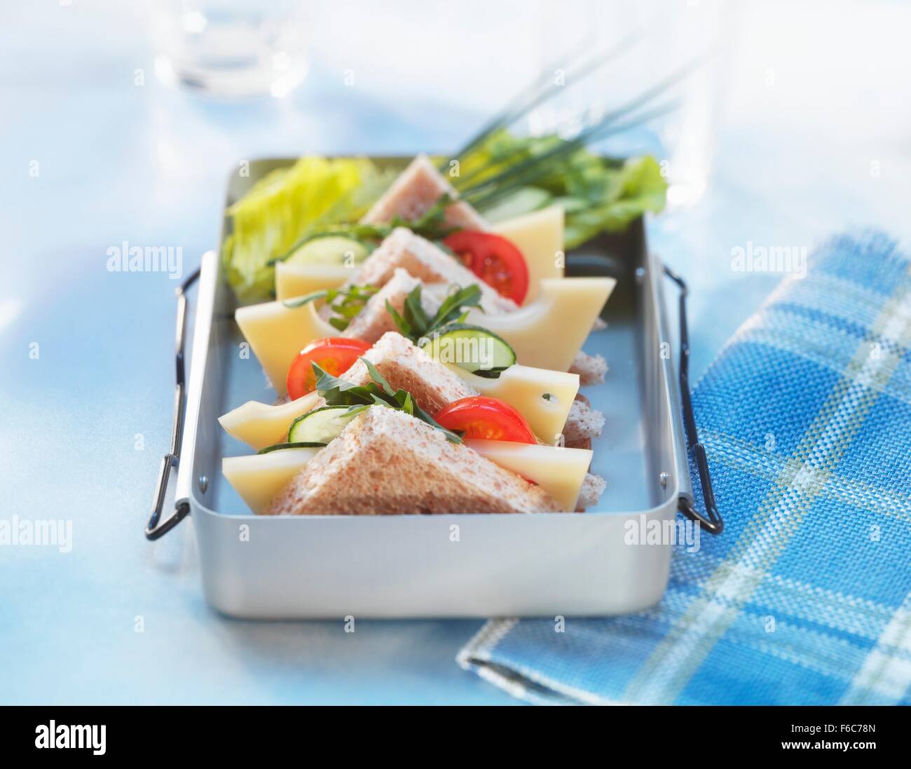 Cheese sandwiches in a lunch box Stock Photo Alamy