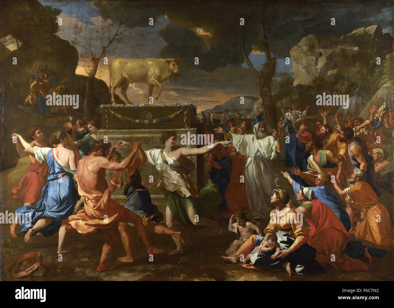 Nicolas Poussin - The Adoration of the Golden Calf Stock Photo - Alamy