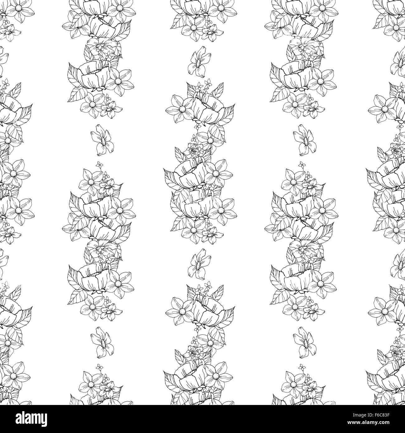 Seamless black and white floral pattern Stock Vector Image & Art - Alamy