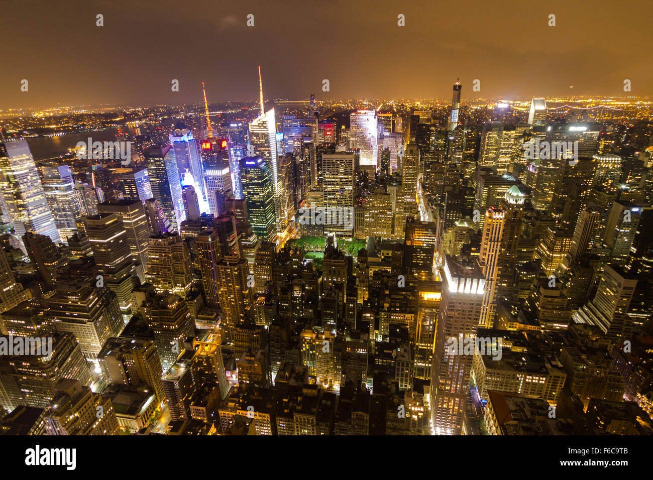 Manhattan overview at night from Empire State Building Stock Photo