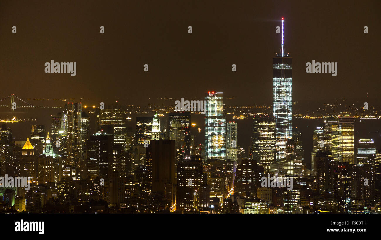 Manhattan overview at night from Empire State Building Stock Photo