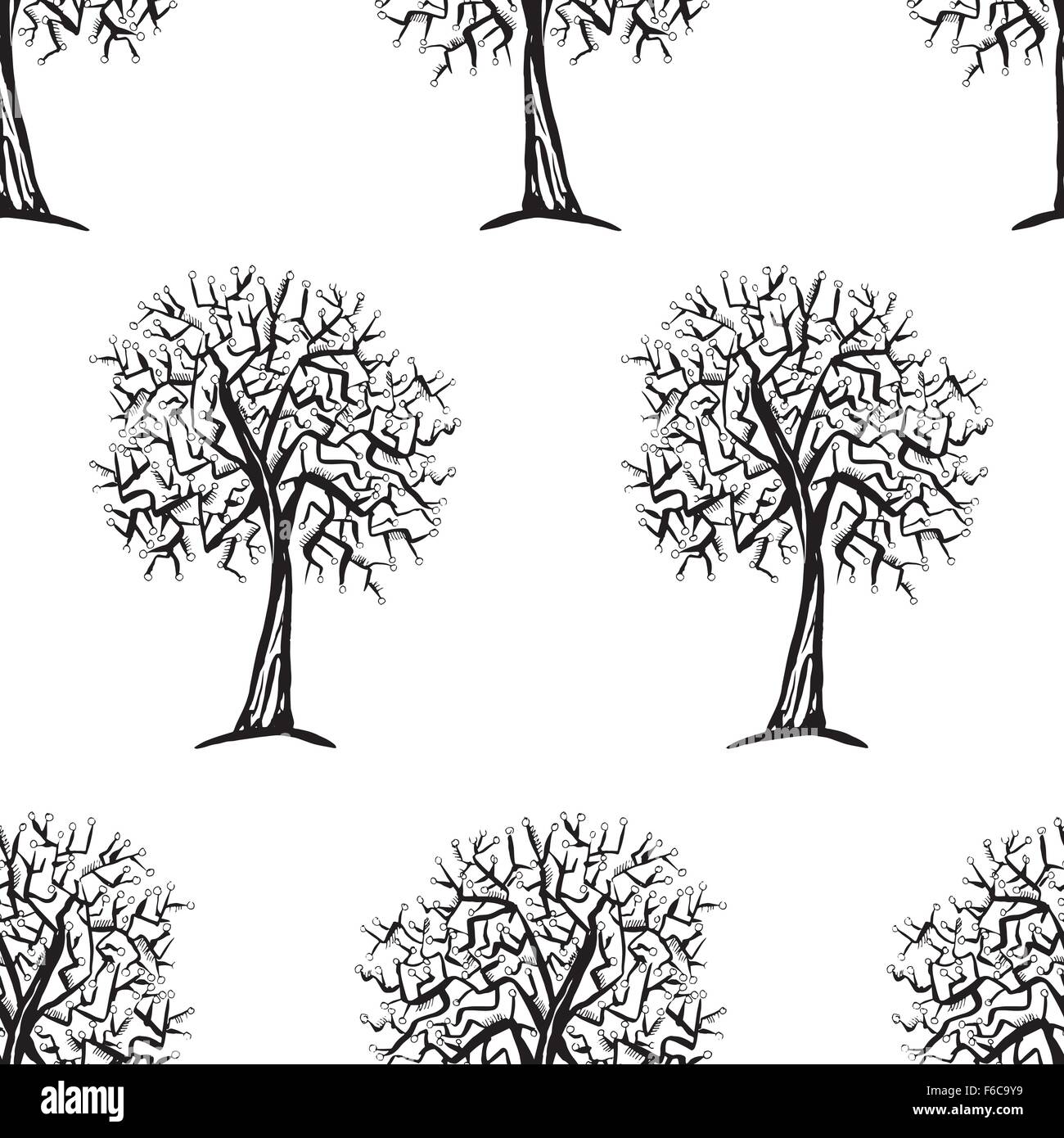 Vector seamless pattern with trees silhouettes Stock Vector Image & Art ...