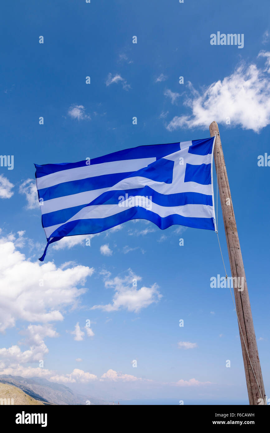 griechische Flagge, Illustration im Stil: Stockillustration 2180245367