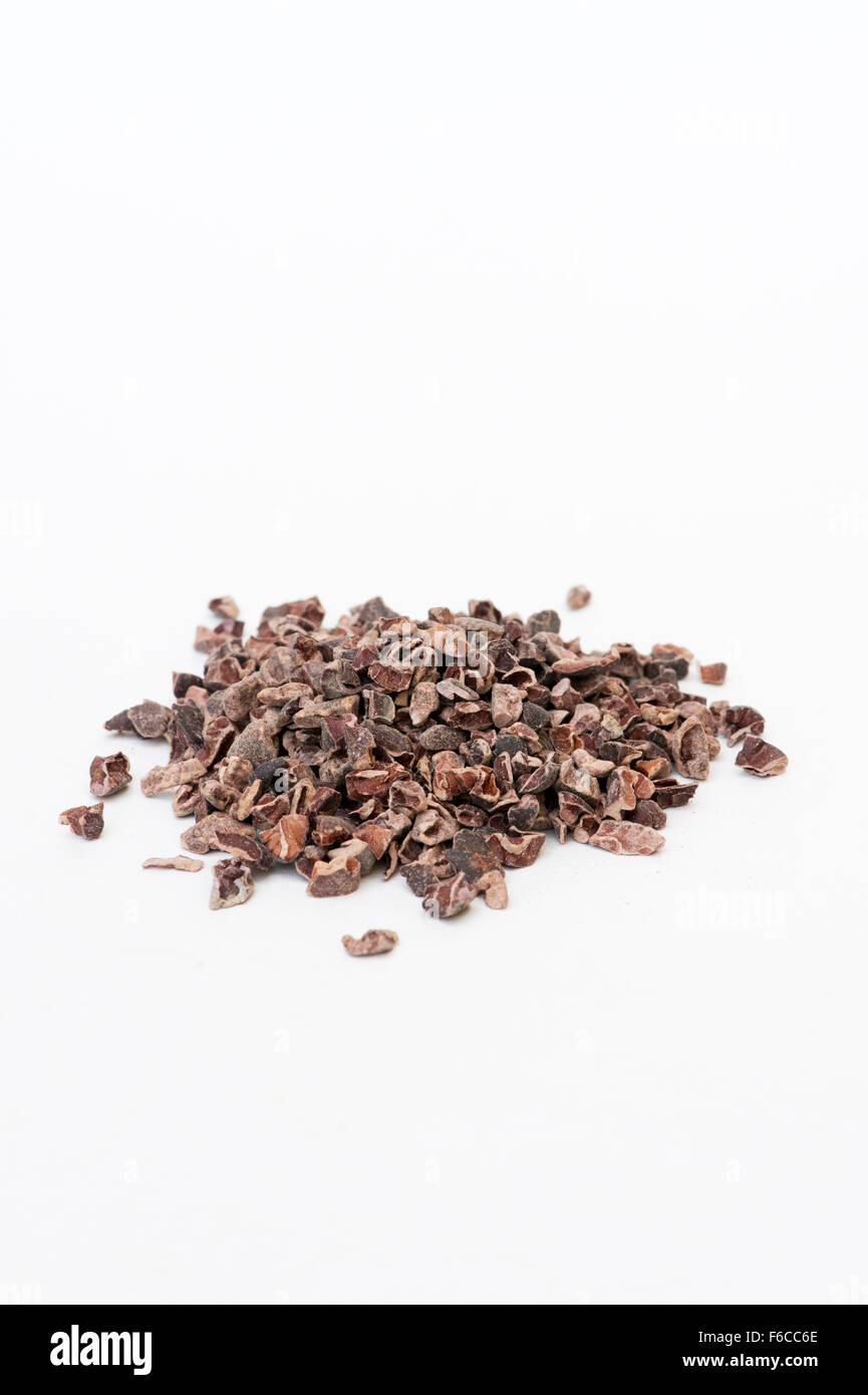 Cacao Nibs on white background Stock Photo Alamy