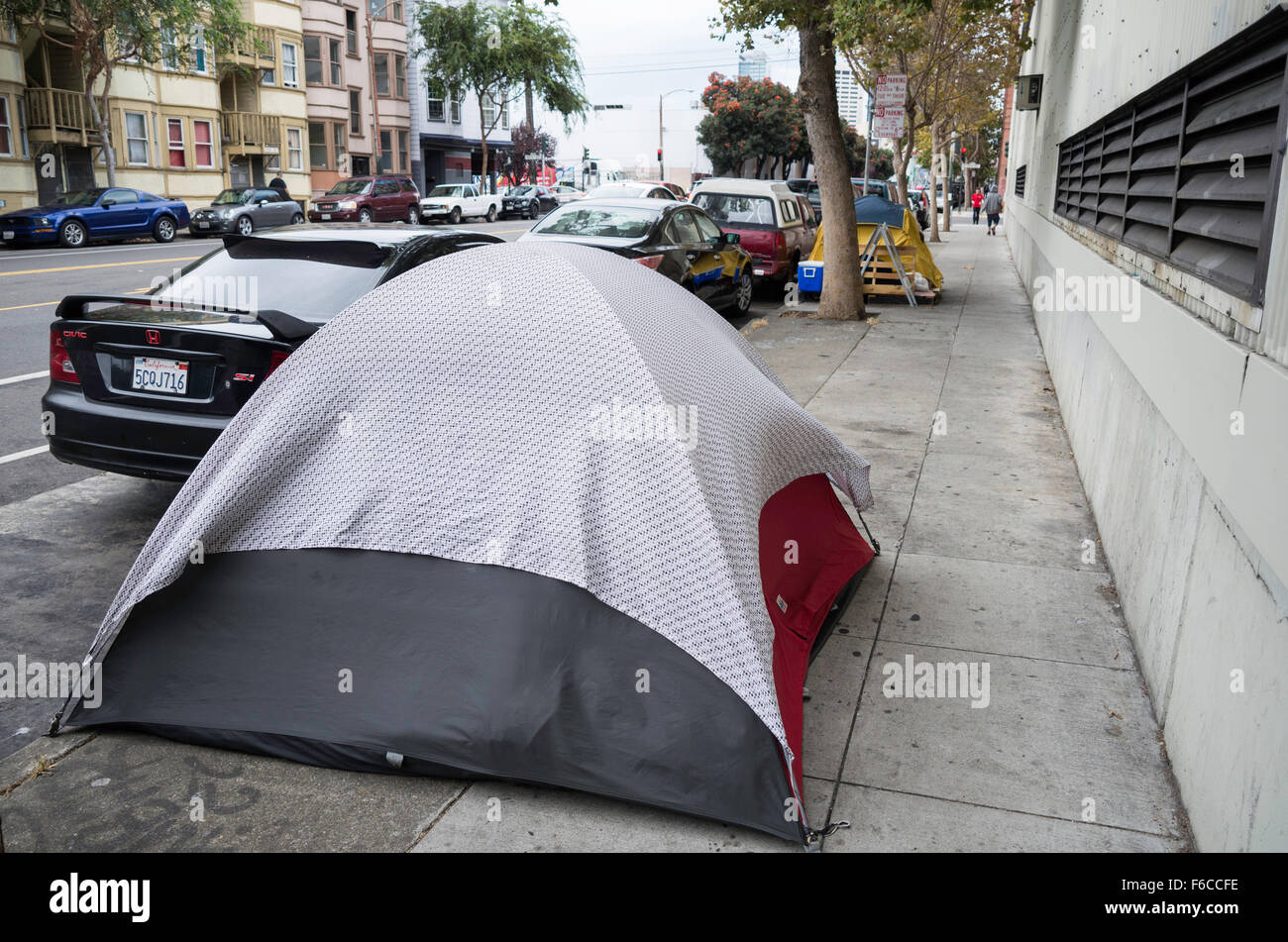 Tents of homeless people, San Francisco, California, USA Stock Photo