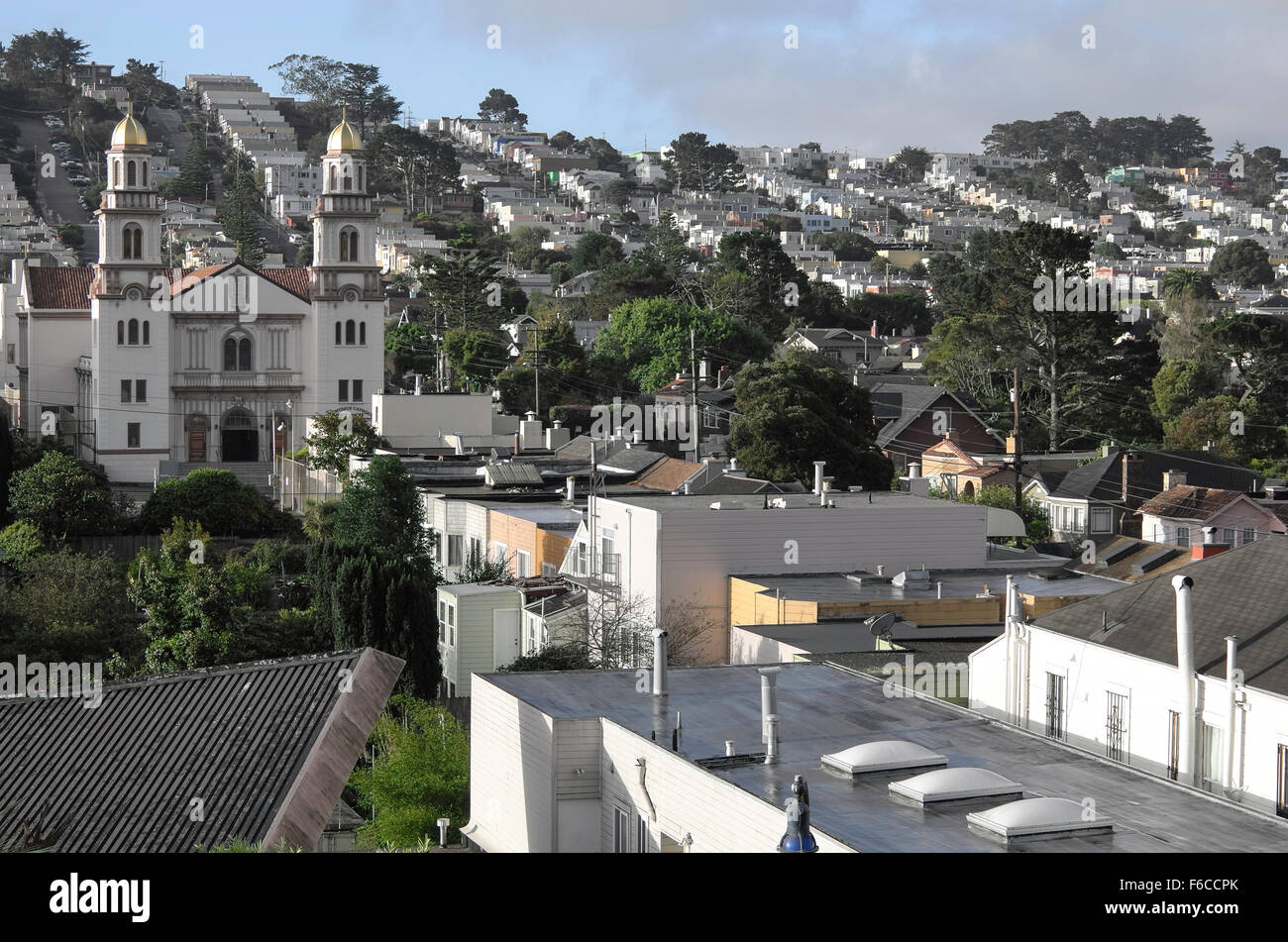Ocean Avenue, Ingleside, San Francisco, California, USA Stock Photo