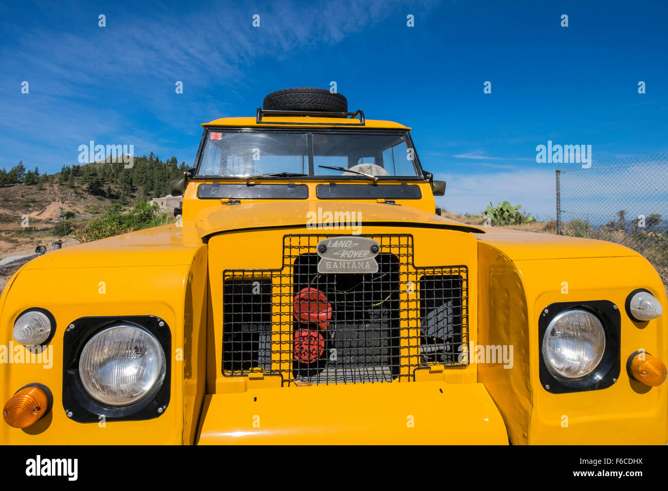 Yellow Land Rover Santana 1973 model, Tenerife, Canary Islands, Spain