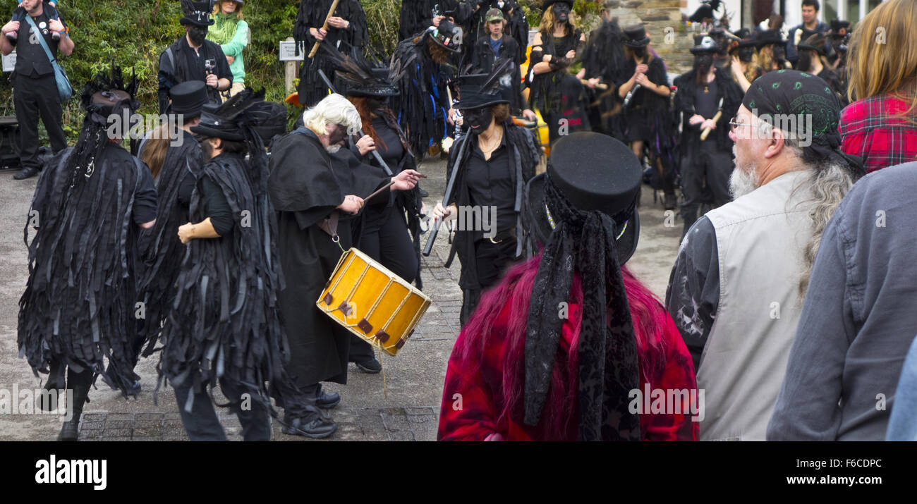 Beltane Border Morris dancers Celebrated at the Museum of Witchcraft Boscastle. Stock Photo
