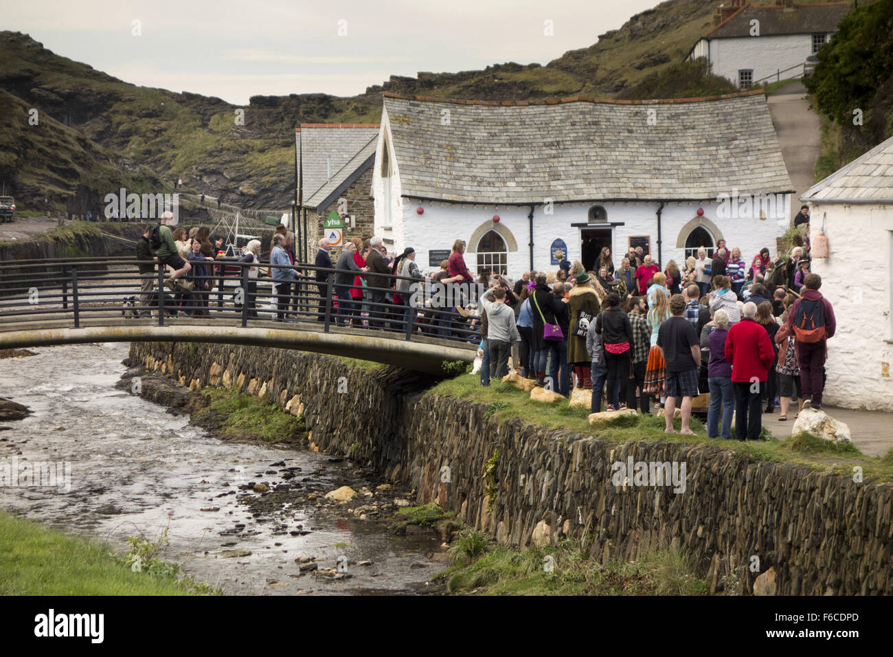 Beltane Border Morris dancers Celebrated at the Museum of Witchcraft Boscastle. Stock Photo