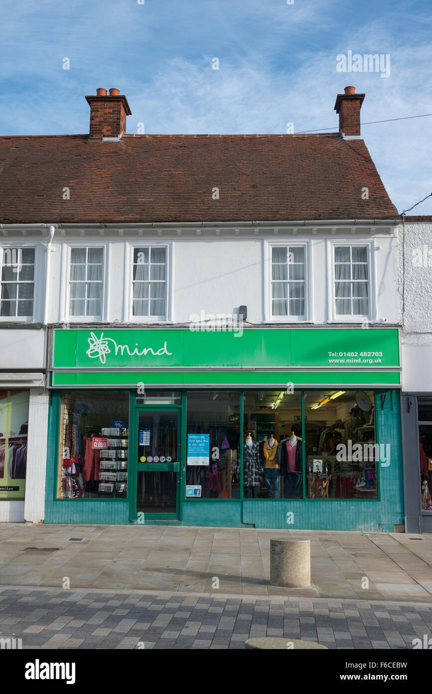 The MIND charity shop in the twon centre at Letchworth Garden City, Hertfordshire UK Stock Photo