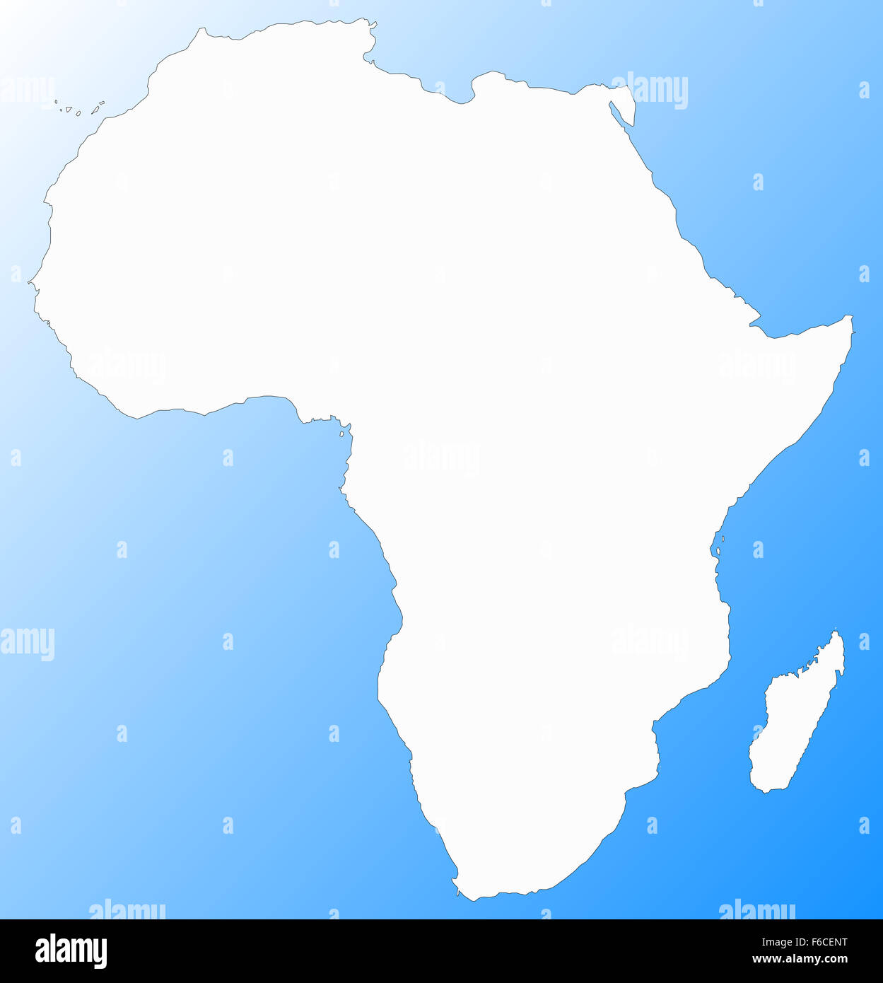 An Africa map on an ocean blue background Stock Photo