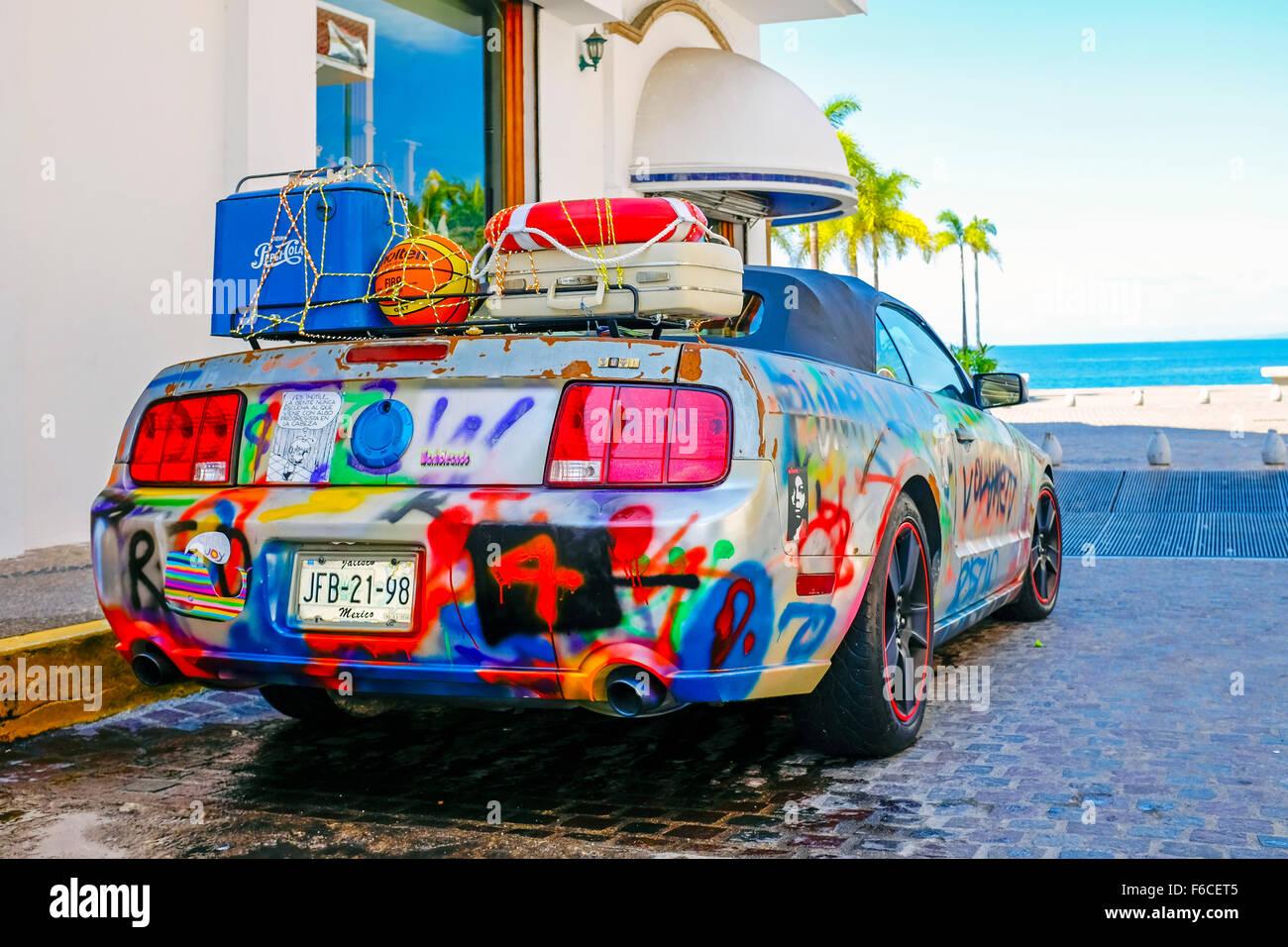 Hand painted car, Puerto Vallarta, Mexico Stock Photo Alamy