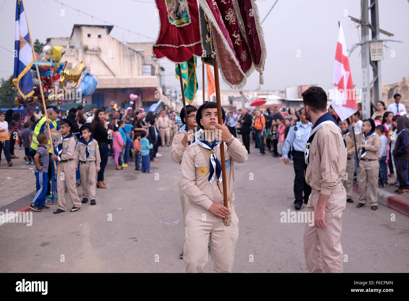 Lod, Israel. 16th November, 2015. Arab Christian scouts during a Stock