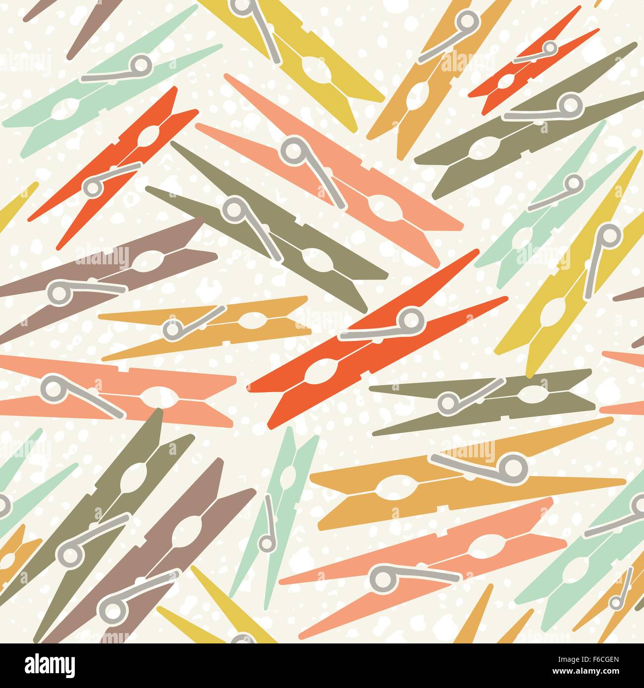Colorful clothespin retro seamless pattern concept background. Ideal for web backdrop, print or vintage style campaign. EPS10 Stock Vector