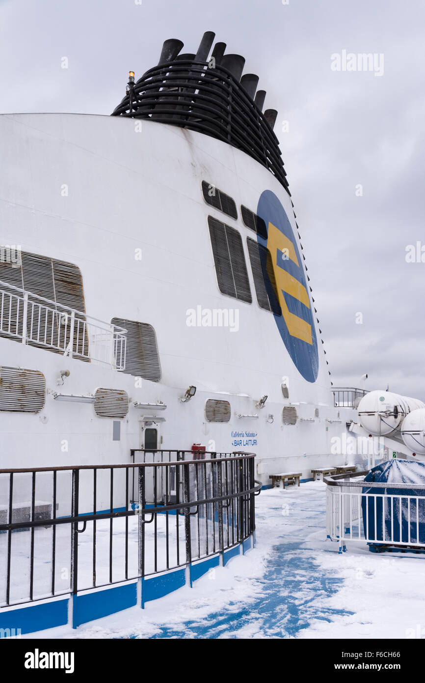 Ferry From Helsinki To Tallinn In Winter Time Stock Photo
