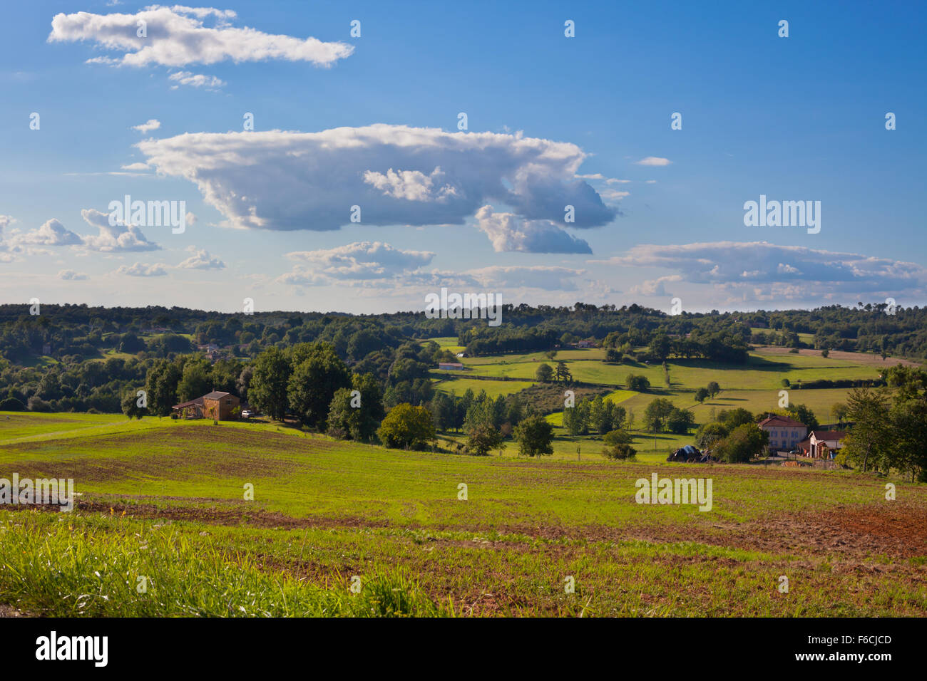 Southern France Rural Summer Rural landscape with a Farm and a fileld in the Southern France ...