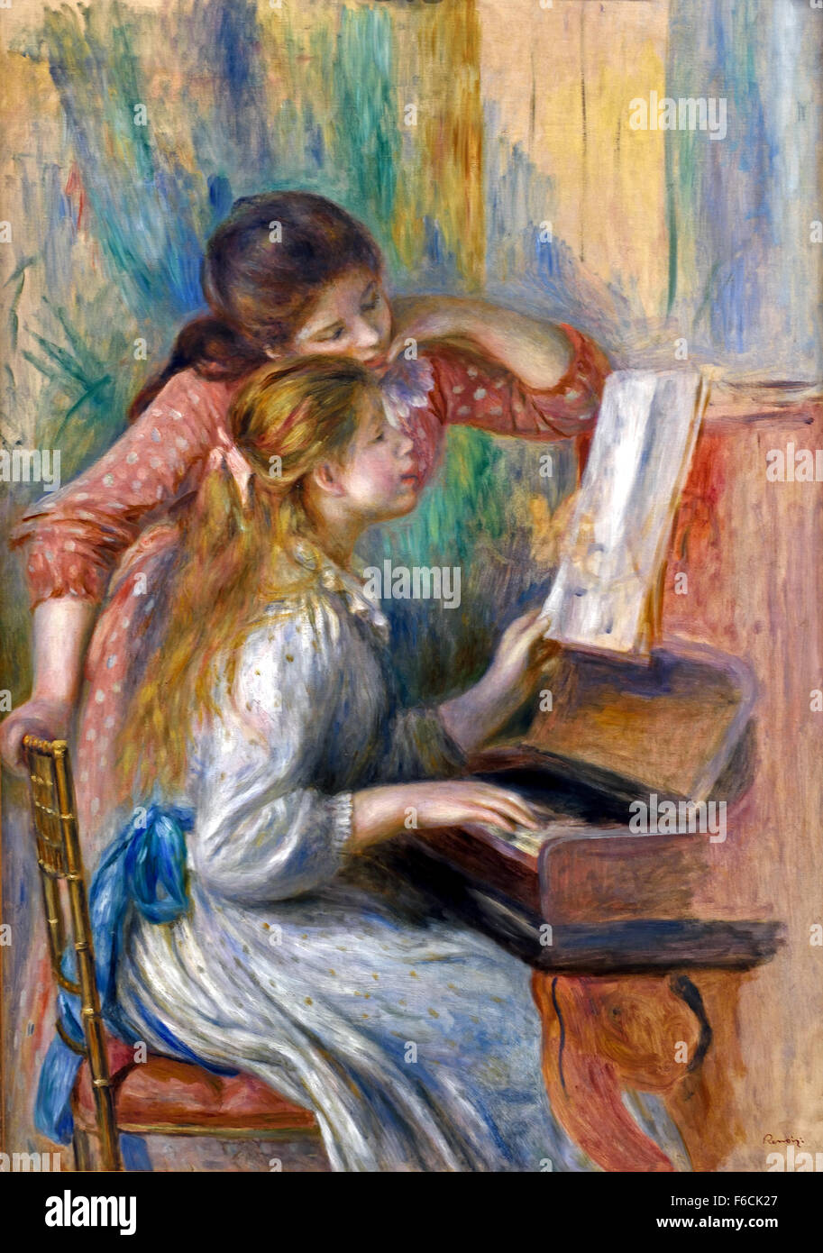 Young Girls at the Piano - Jeunes filles au piano, c.1892 Pierre Auguste Renoir 1841-1919 French France Stock Photo