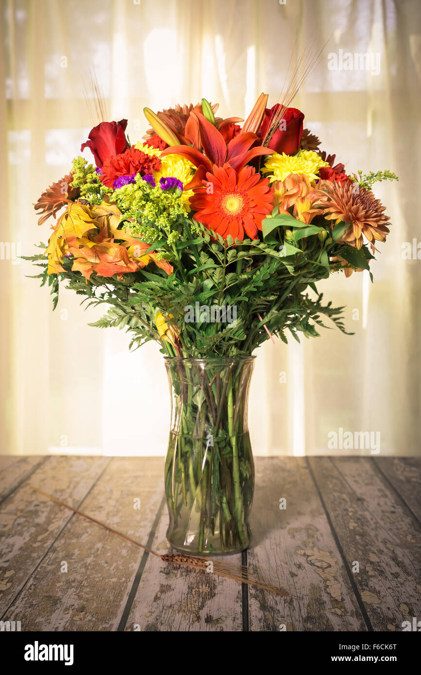 Autumn flower in a glass vase Stock Photo Alamy