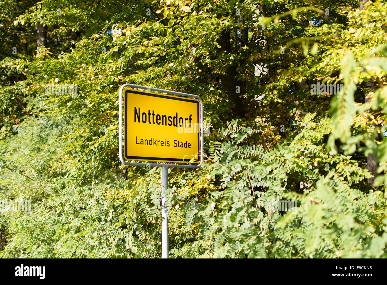 General city entrance sign Nottensdorf Stock Photo