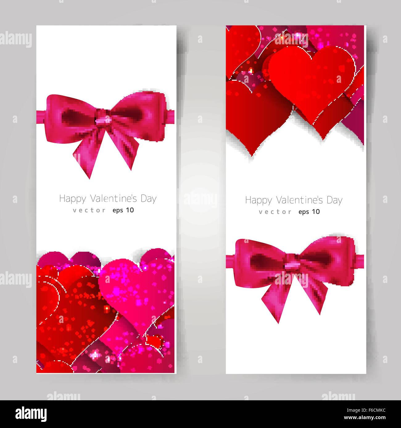Valentines day. Abstract cards with paper hearts. Abstract vector ...