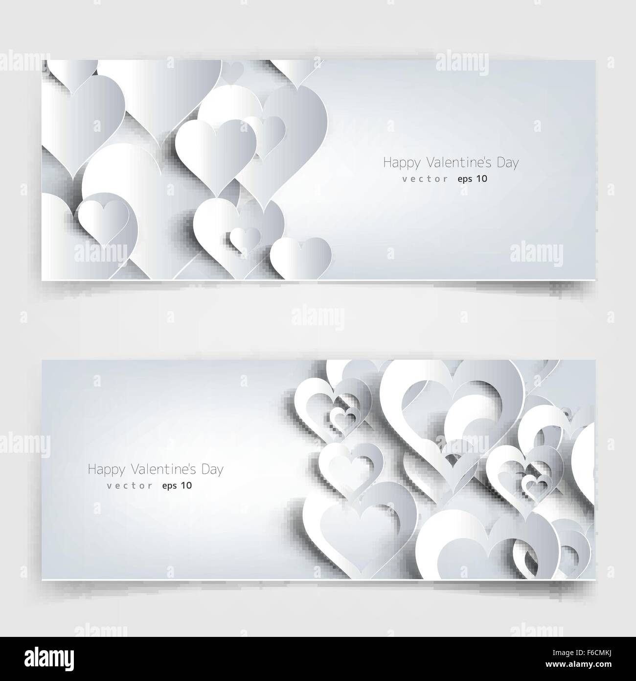 Valentines day. Abstract cards with paper hearts. Abstract vector ...