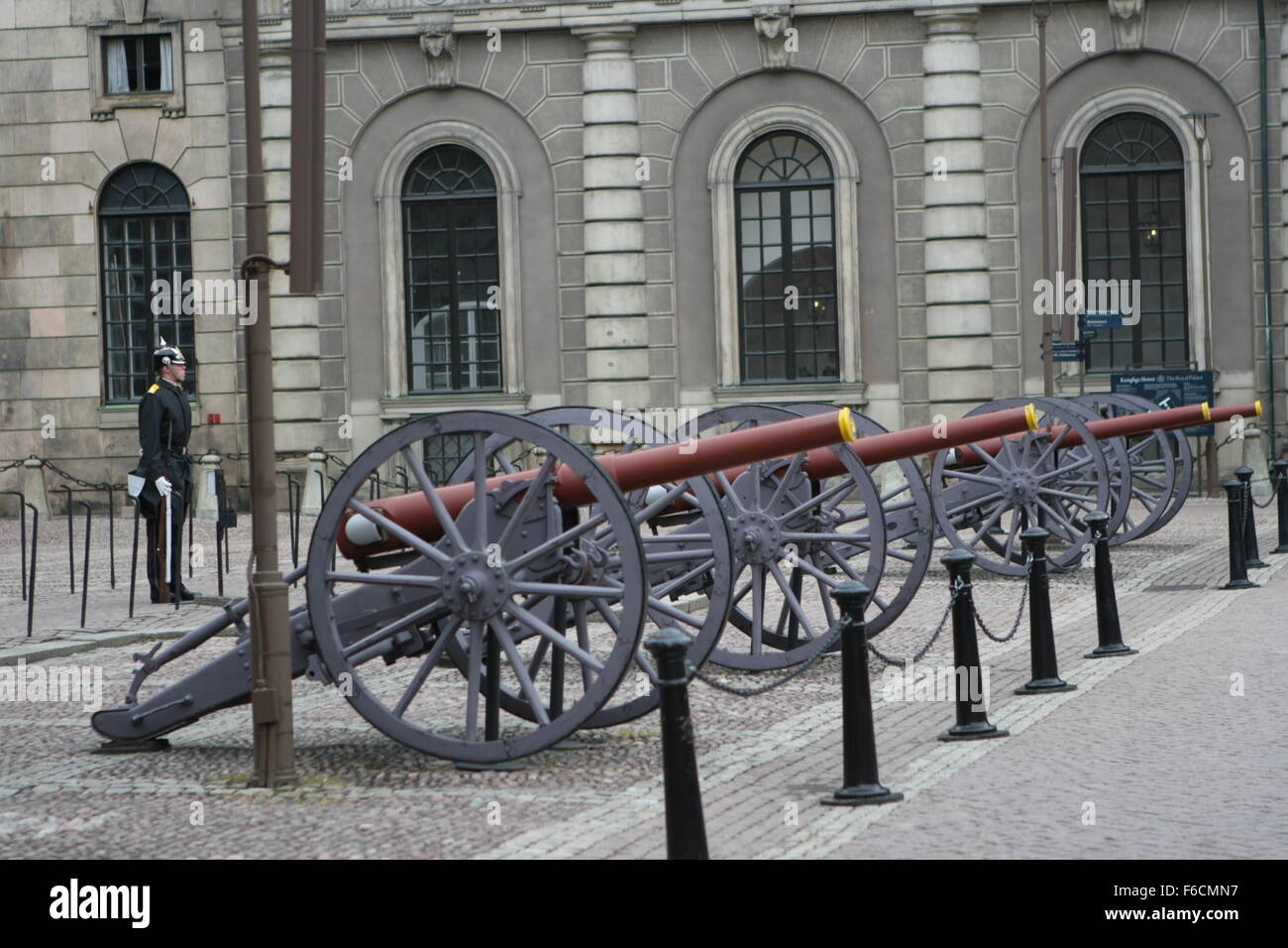 Ceremonial cannons at the palace in Stockhom Sweden Stock Photo