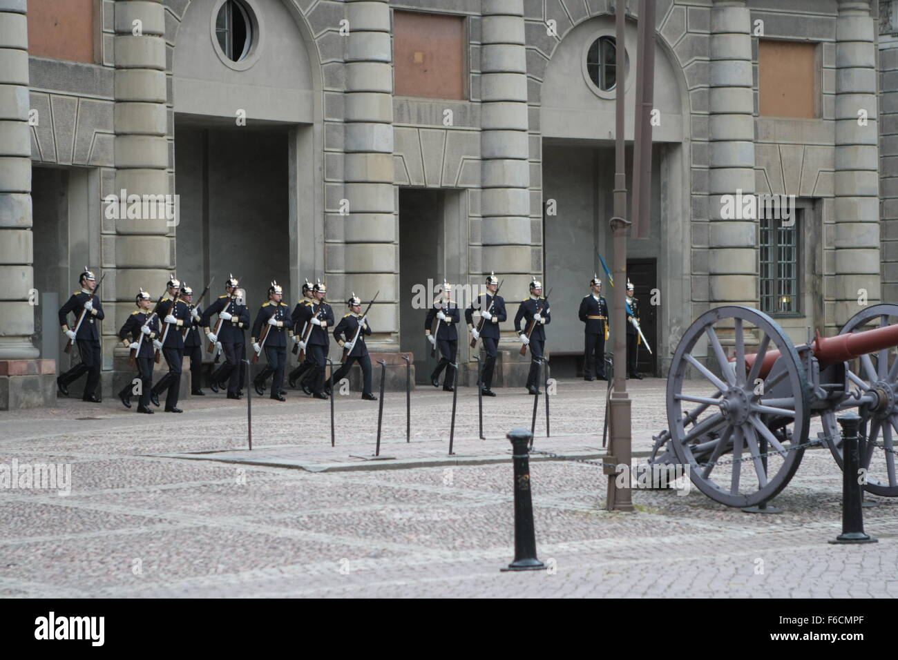 Changing of the guard at the royal palace in Stockholm Sweden Stock