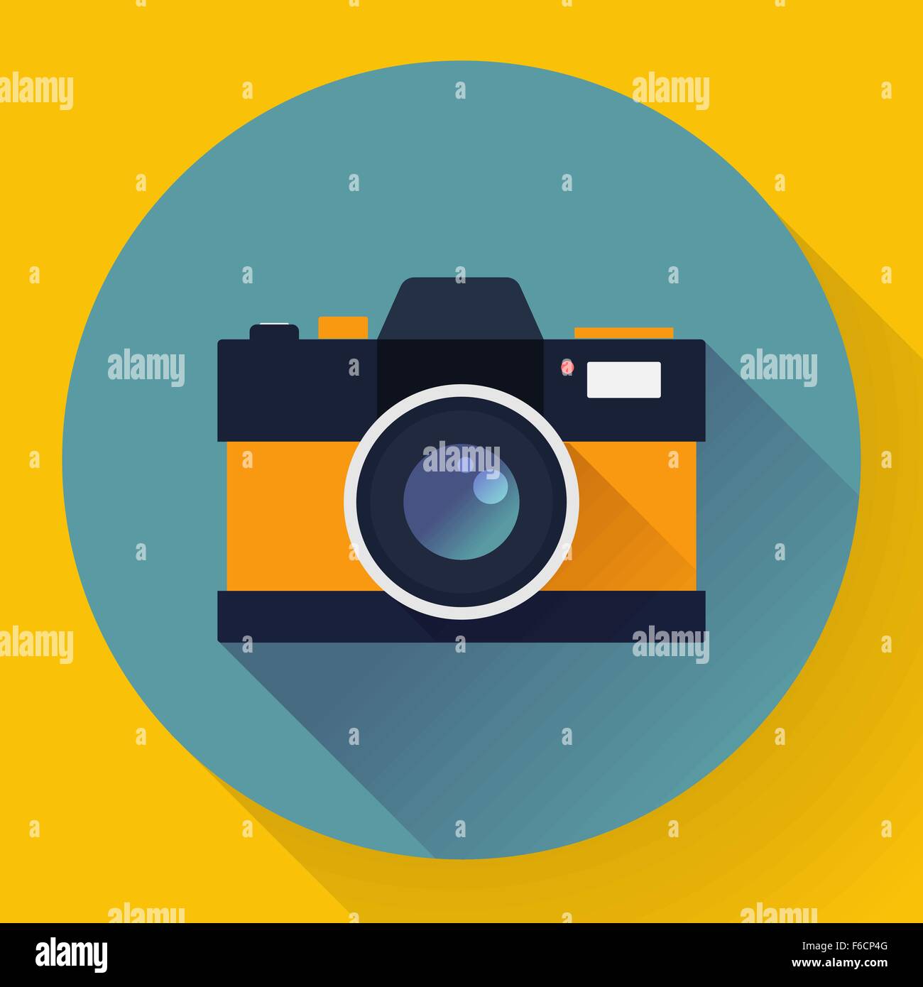 Flat style with long shadows, camera vector icon illustration Stock ...