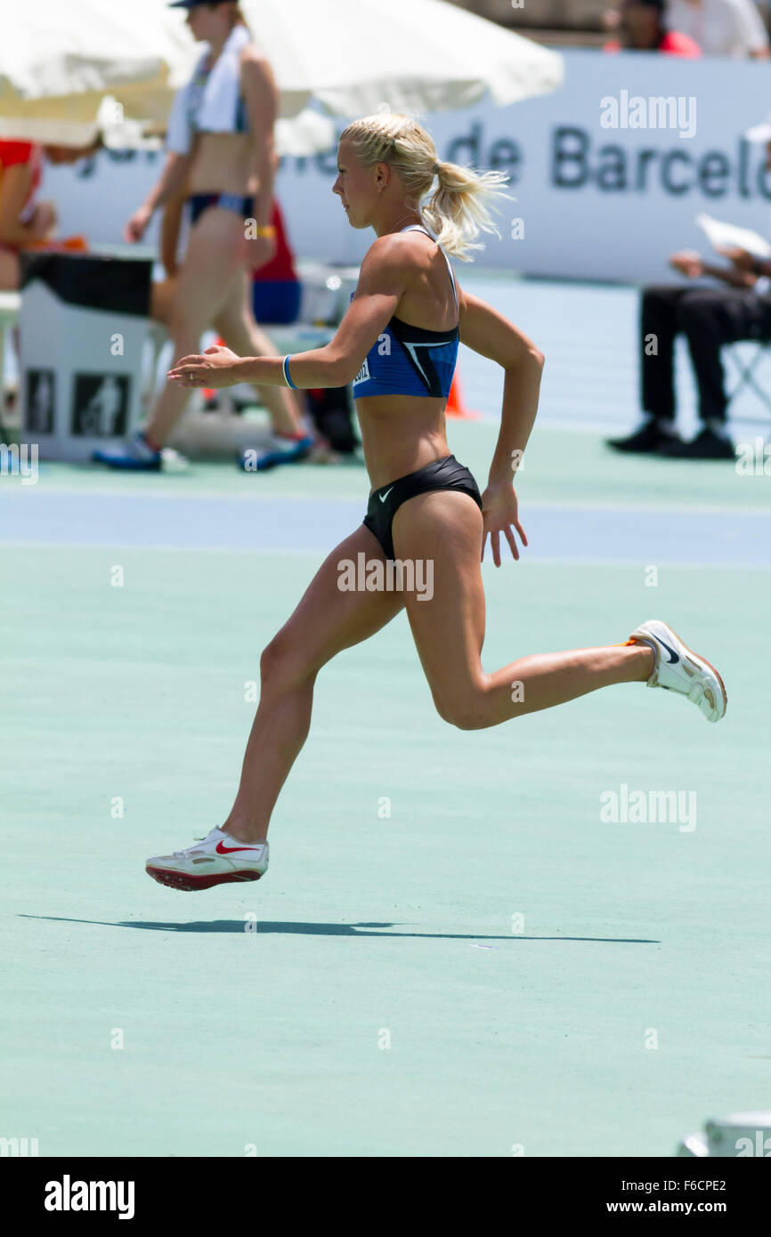 Grete Šadeiko  of Estonia, Heptathlon, 20th World Junior Athletics Championships at the Olympic Stadium ,Barcelona,Spain Stock Photo