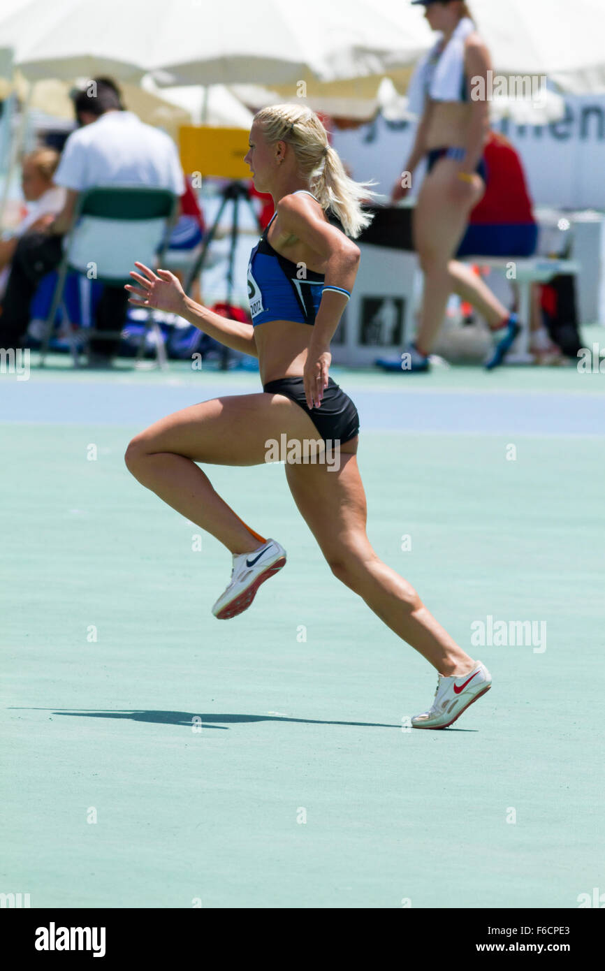 Grete Šadeiko  of Estonia, Heptathlon, 20th World Junior Athletics Championships at the Olympic Stadium ,Barcelona,Spain Stock Photo