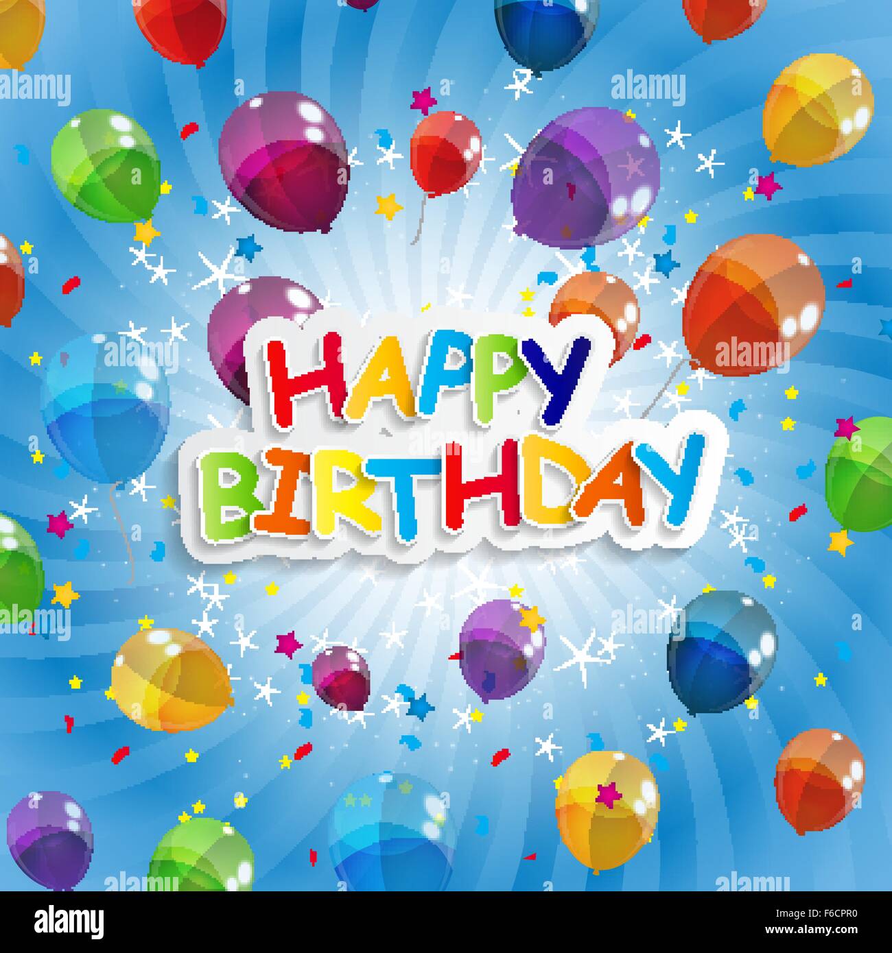 Color Glossy Balloons Happy Birthday Background Vector Illustrat Stock ...