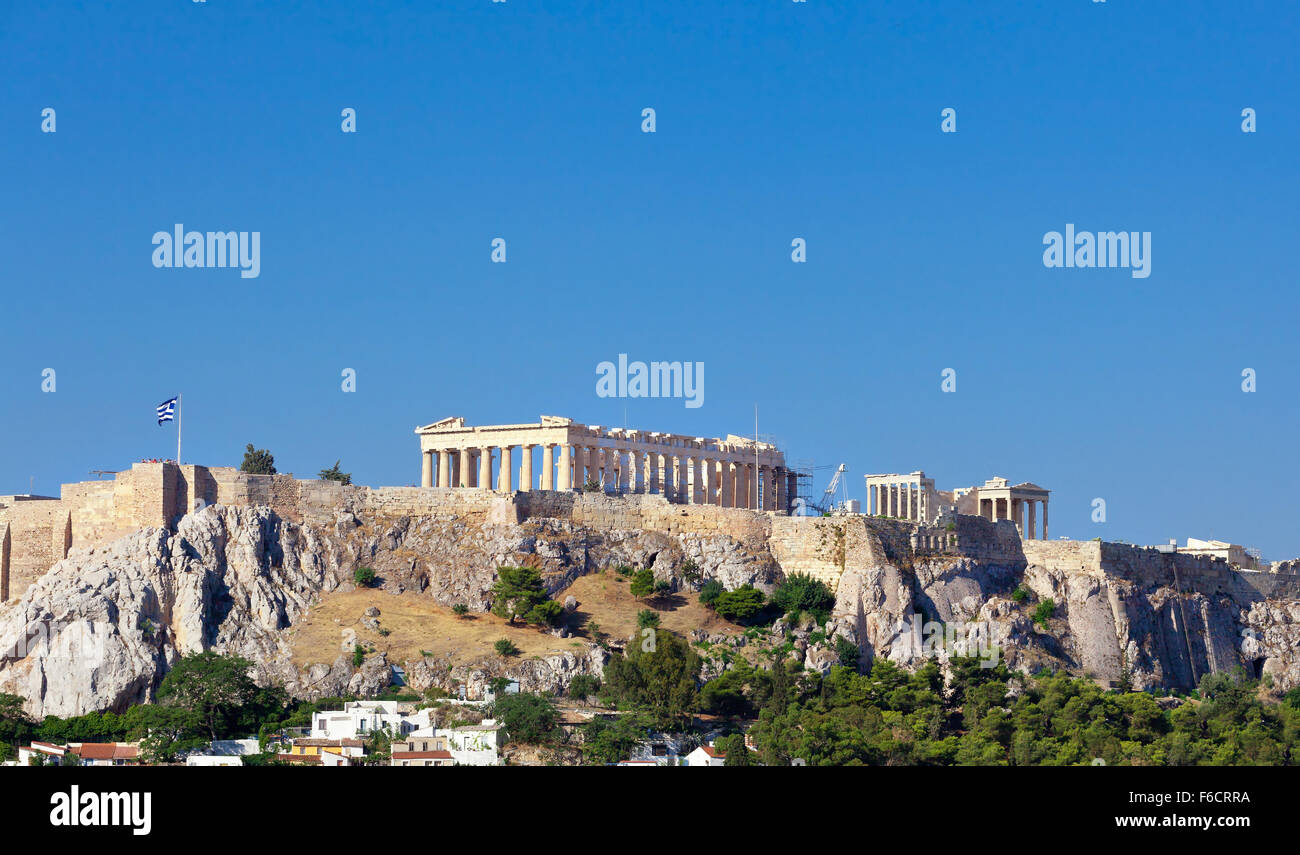 Parthenon temple on Athenian Acropolis, Athens, Greece Stock Photo