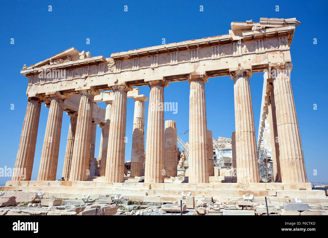 Facade of the Parthenon temple on the Athenian Acropolis, Greece Stock Photo