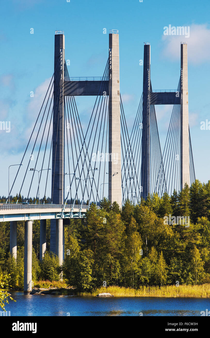 Modern bridge in Finland. Stock Photo