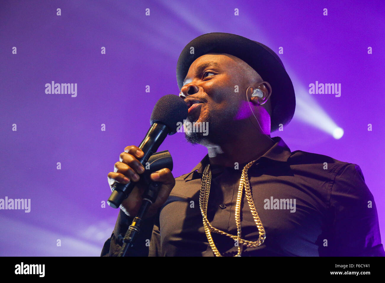 Fuse ODG performs live at Manchester Academy to promote his album, T.I.N.A on his UK tour. Stock Photo