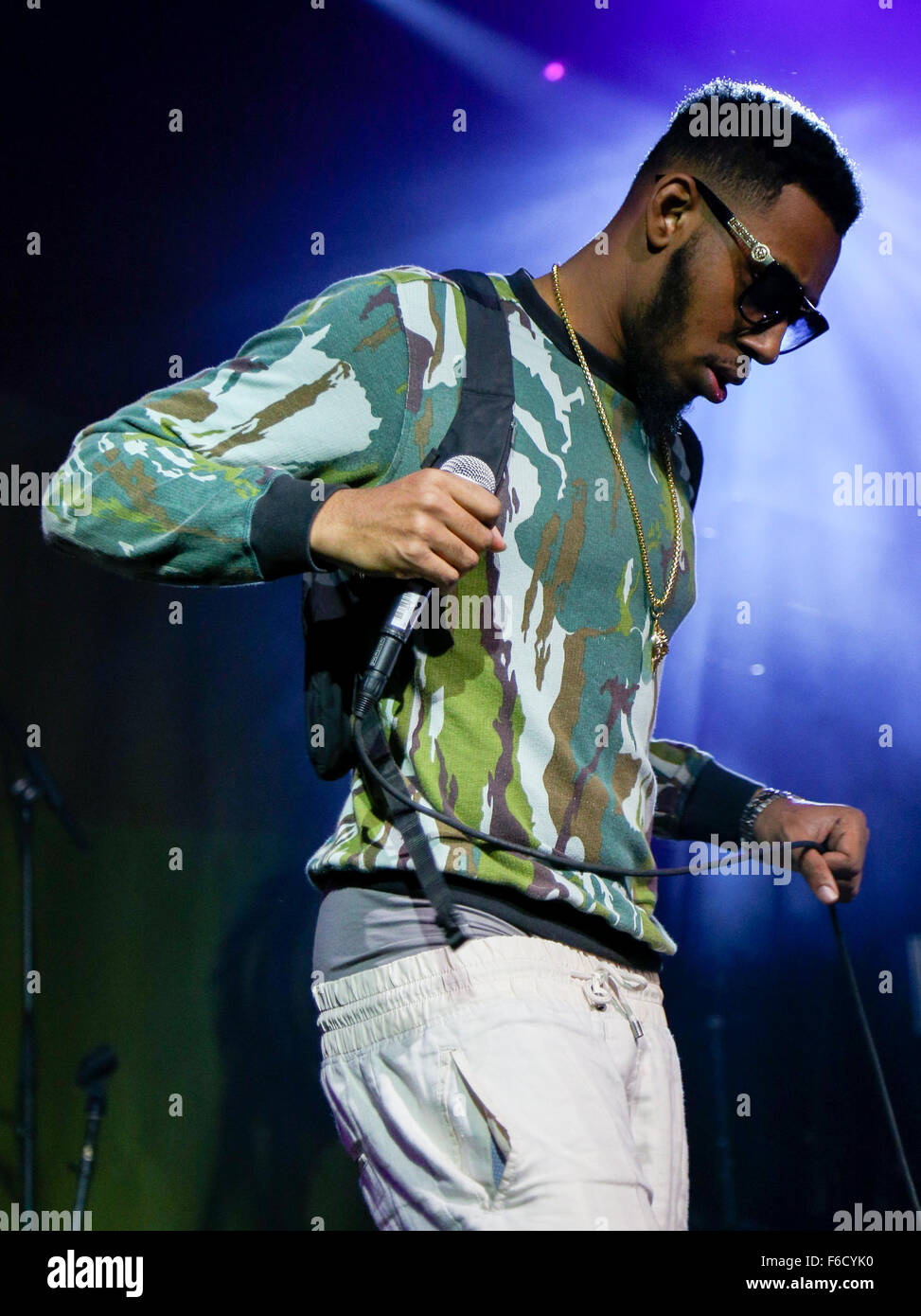 Big Shun performs live at Manchester Academy, supporting Fuse ODG. Stock Photo