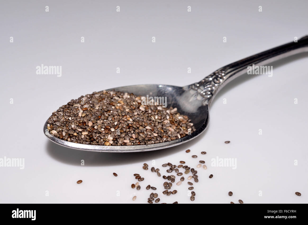 Chia seed in tablespoon Stock Photo Alamy