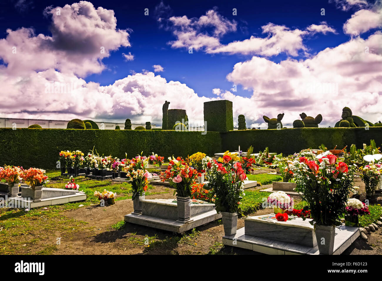 Groomed Graves In The Cemetery In Tulcan, Located Right On The Border Between Ecuador And Colombia Stock Photo