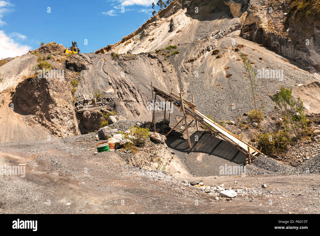 Limestone Quarry, Mining Technique In Andes Mountains, South America Stock Photo