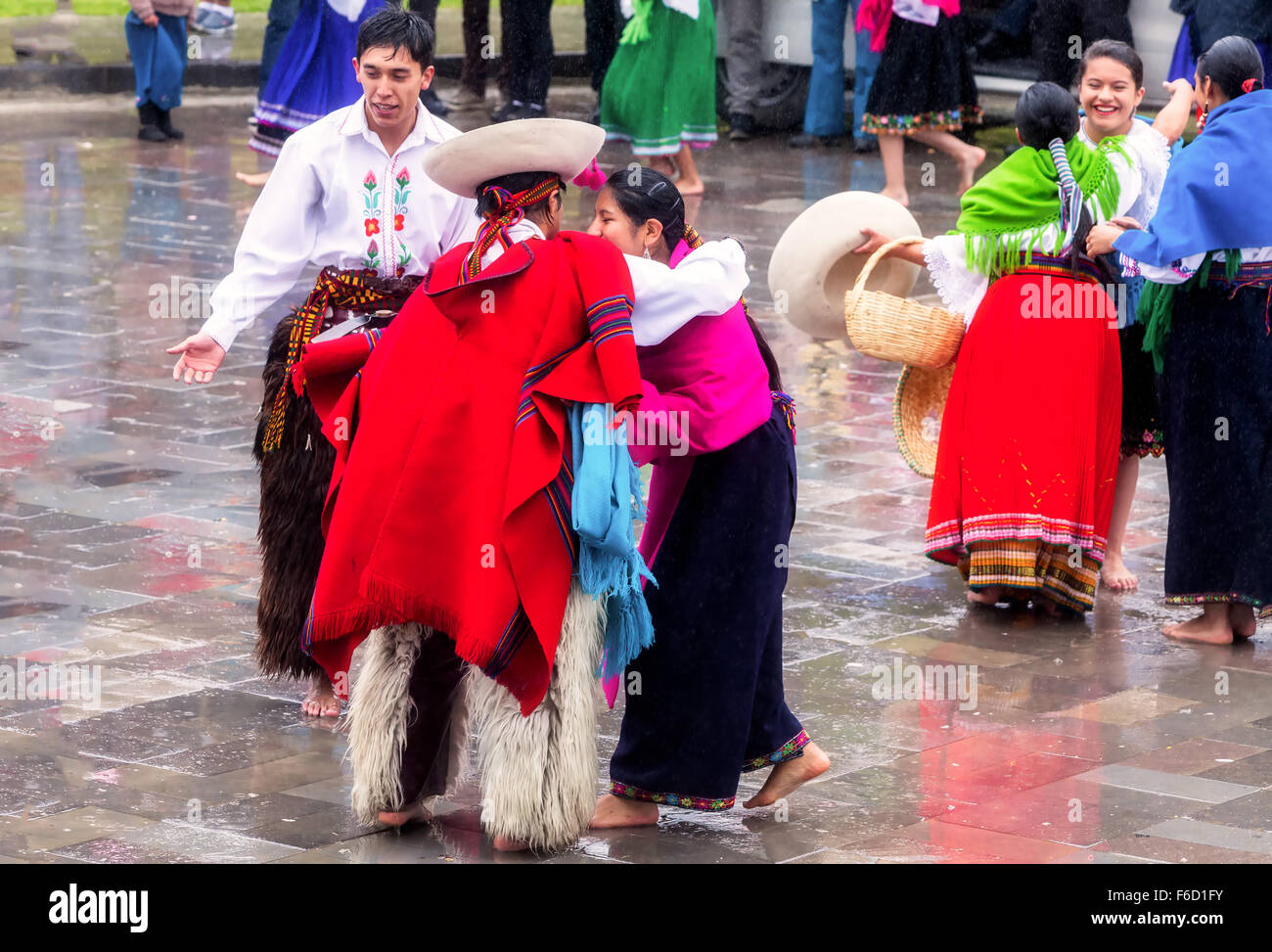 Ingapirca, Ecuador - 20 June 2015: Unidentified Indigenous Group