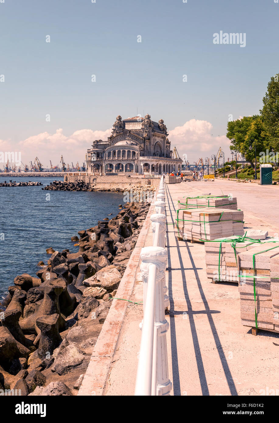 Casino Constanta Perched On A Cliffside Overlooking At Black Sea, Romania, East Europe Stock Photo