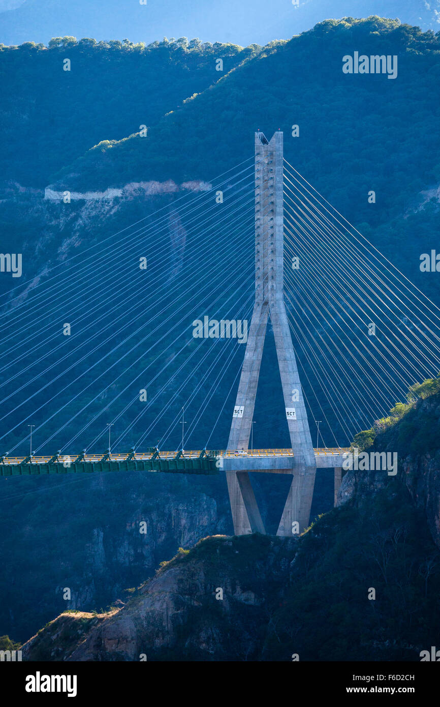 The Baluarte Bridge, the highest cable stayed bridge in the world, connects the states of Sinaloa and Durango, Mexico. Stock Photo