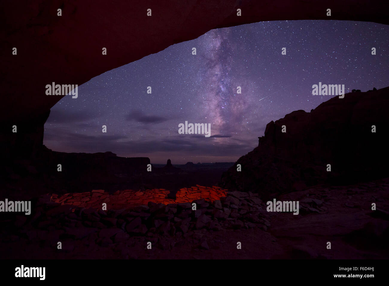 False kiva with beautiful Milky Way Clear Night Sky Canyonlands
