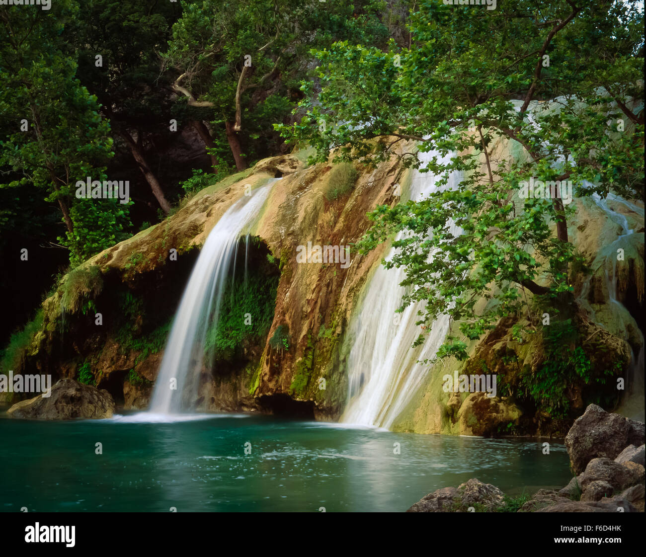 Turner Falls, in the Arbuckle Mountains near Davis, Oklahoma, is shown
