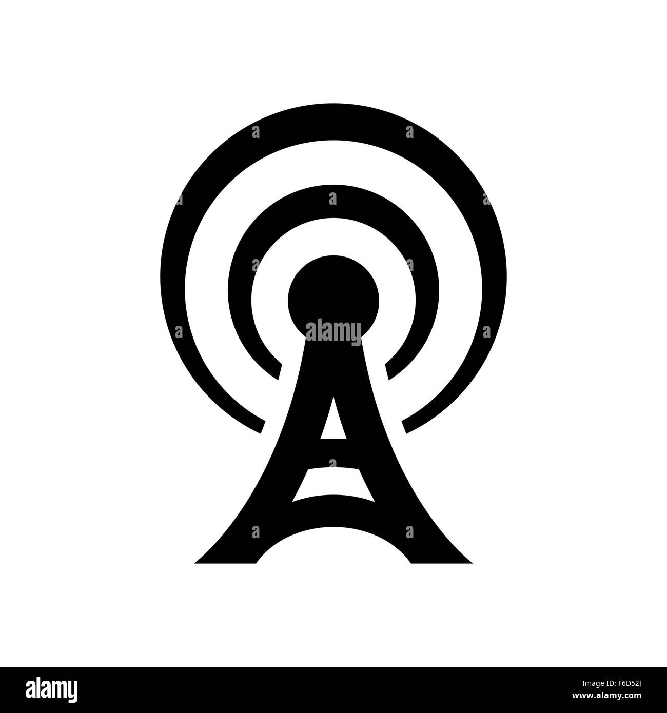 Black antenna icon isolated on white Stock Photo