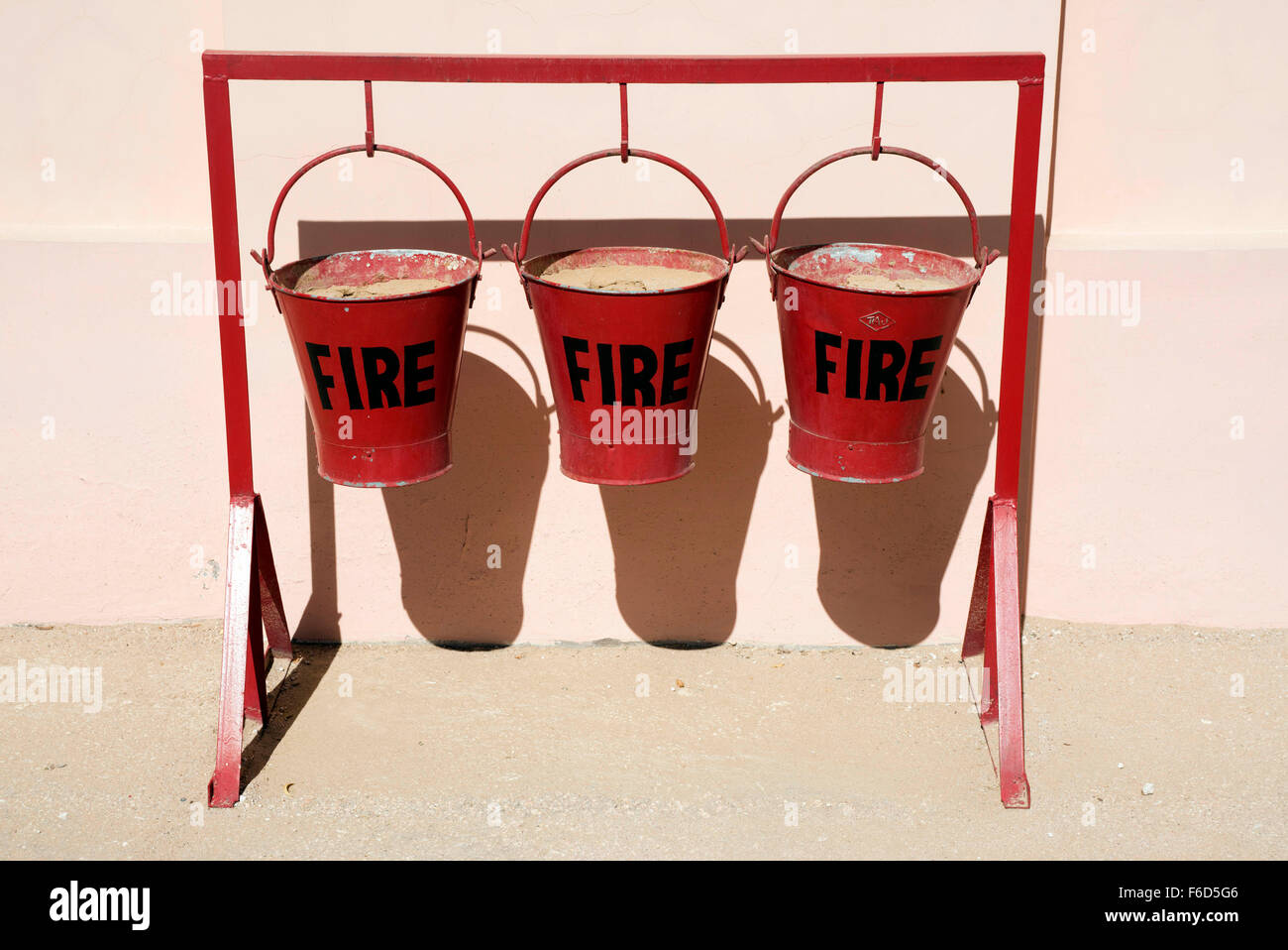 Sand in buckets for fire safety sri sadul museum, bikaner, rajasthan, india, asia Stock Photo