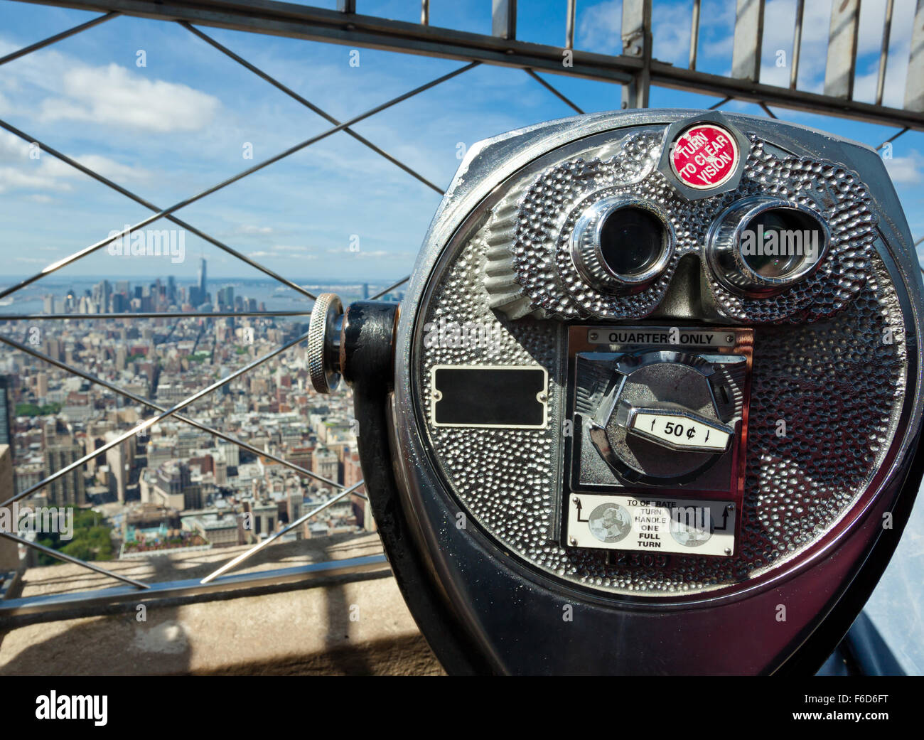 Coin operated binoculars, top of the empire state building, New York. Stock Photo