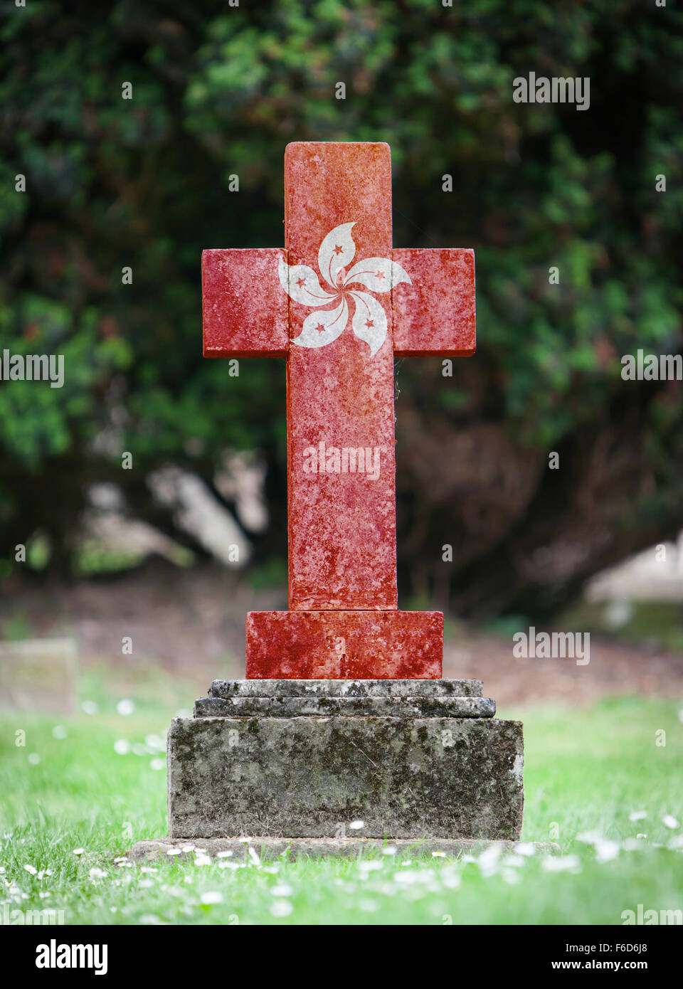 Very old gravestone in the cemetery, Hong Kong Stock Photo