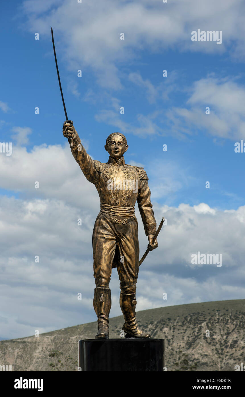Bronze statue of Simon Bolivar, San Antonio de Pichincha, Province of Pichincha, Ecuador Stock Photo