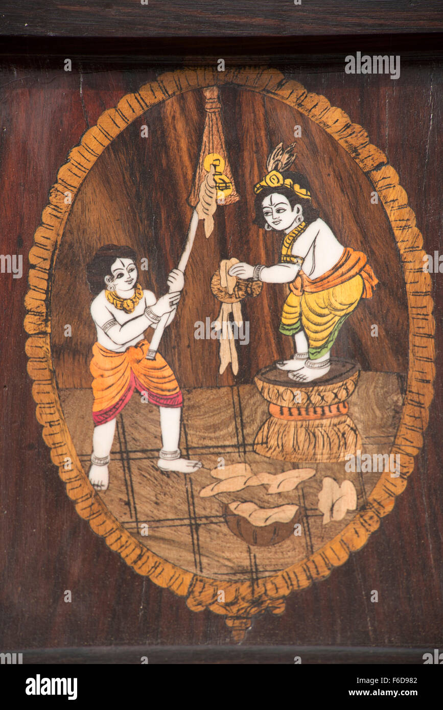 Painting of krishna with playmate, surajkund mela, faridabad, haryana, india, asia Stock Photo